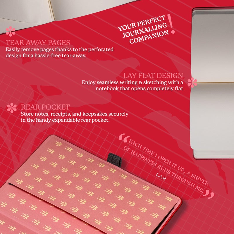 Dingbats* Notebooks Dingbats* Wildlife Grid Writing Journal Notebook A5 - Vegan Leather Hardcover - Ideal for Work, Travel - Pocket, Elastic Closure, & Bookmark - Image 5